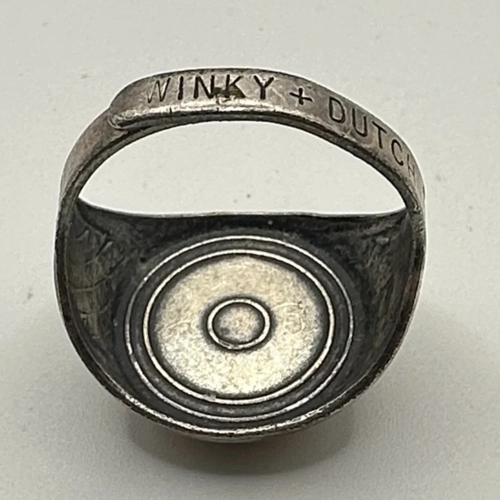Winky + Dutch Blonde Pin Up Girl Cameo Ring Silver Tone Adjustable Size 7